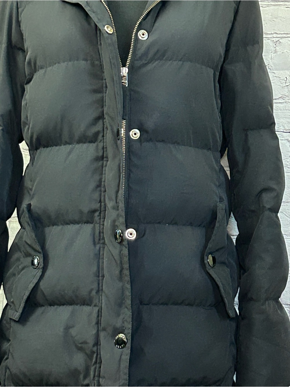 J. Crew Black Quilted Down Puffer Coat